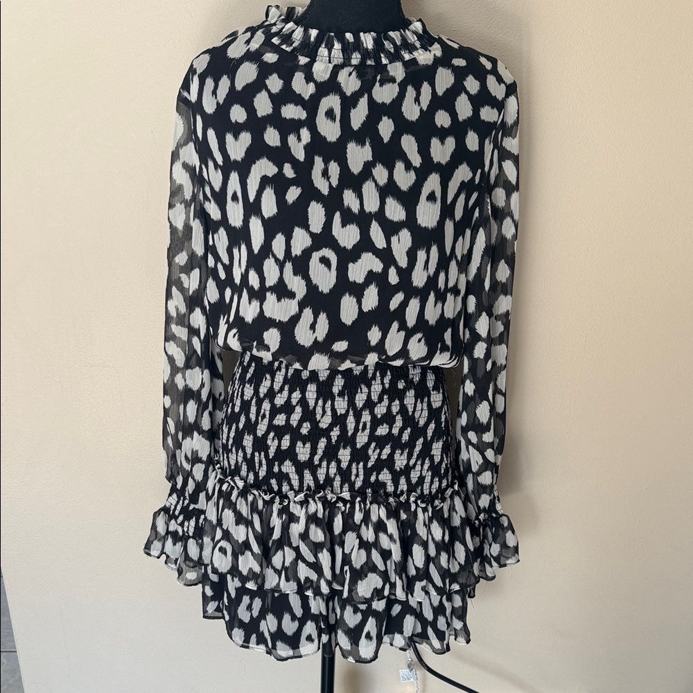 TCEC Josie Leopard Black and White Print Mini Dress size Medium